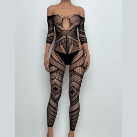 Long sleeve hollow out net backless bodystocking  | Festival Outfits Women