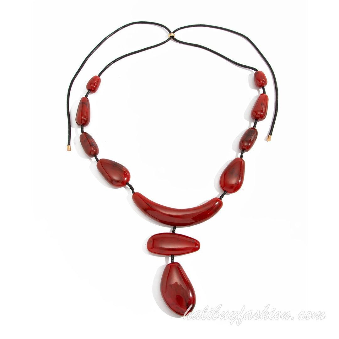 Beaded irregular abstract contrast necklace - Halibuy - 15