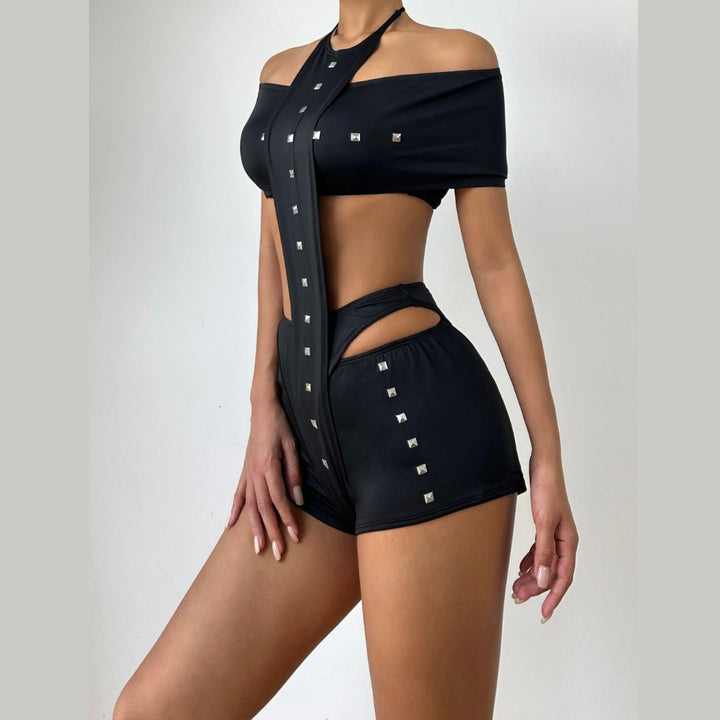 Off shoulder halter self tie solid pant set  | Festival Outfits Women