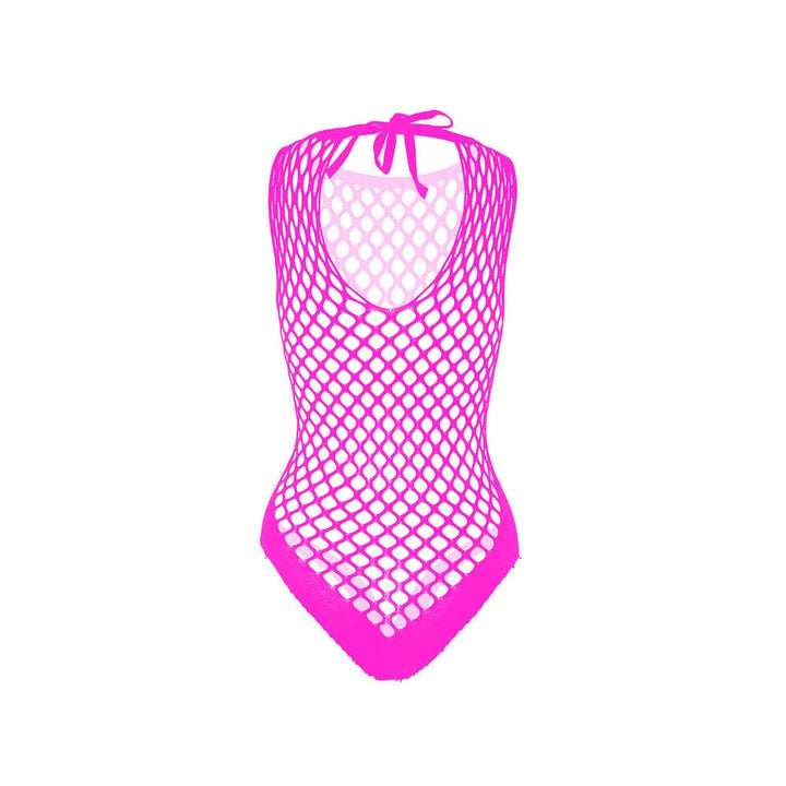 Sleeveless crewneck fishnet knotted bodysuit  | Festival Outfits Women
