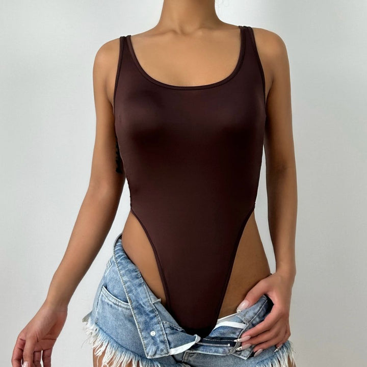 U neck solid sleeveless tank bodysuit  | Festival Outfits Women-final-sale