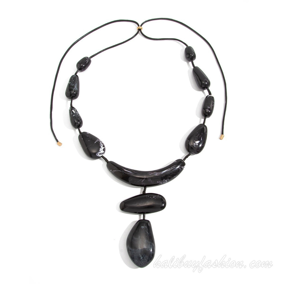 Beaded irregular abstract contrast necklace - Halibuy - 16