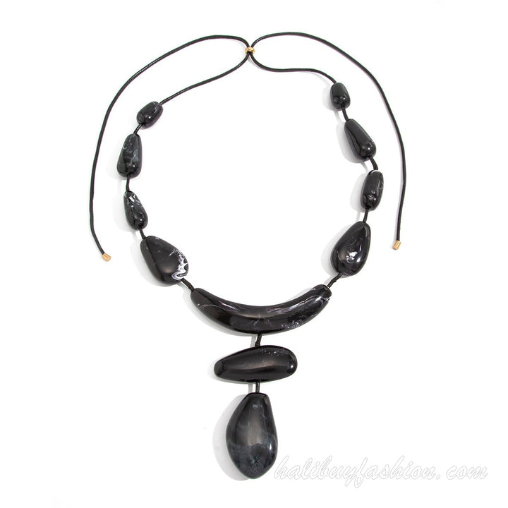 Beaded irregular abstract contrast necklace - Halibuy - 16