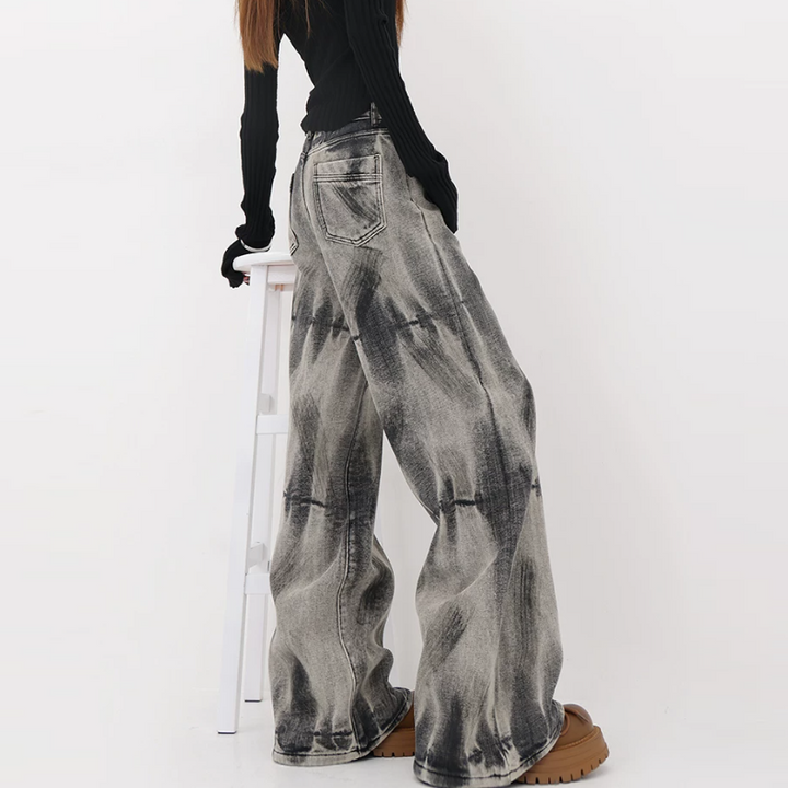 Tie dye zip-up button low rise low rise | Baggy Low Rise Jeans