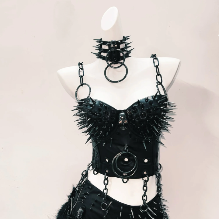 Rivet skull applique o ring cami top  | Festival Outfits Women