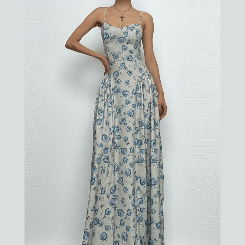 Sweetheart neck flower print cami maxi dress  | Festival Outfits Women