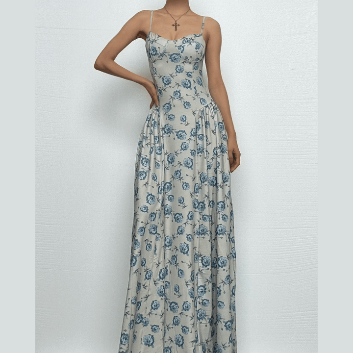 Sweetheart neck flower print cami maxi dress  | Festival Outfits Women