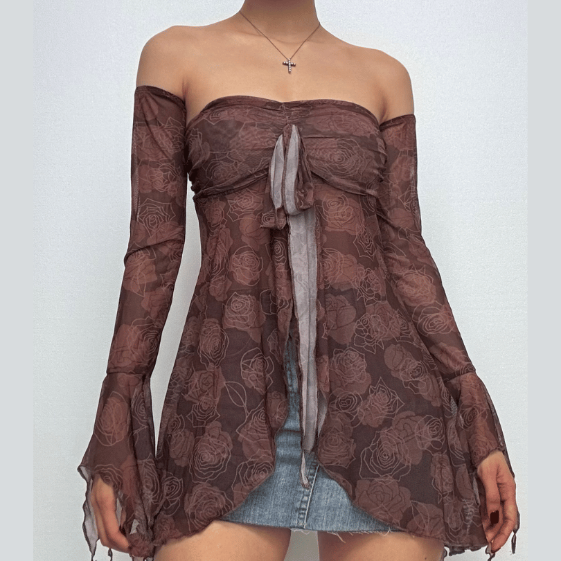 Doguwar riga mai sheƙi mai sheƙi a saman kafada | Kayan Biki na Mata