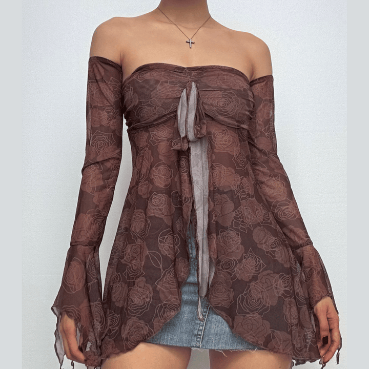 Doguwar riga mai sheƙi mai sheƙi a saman kafada | Kayan Biki na Mata