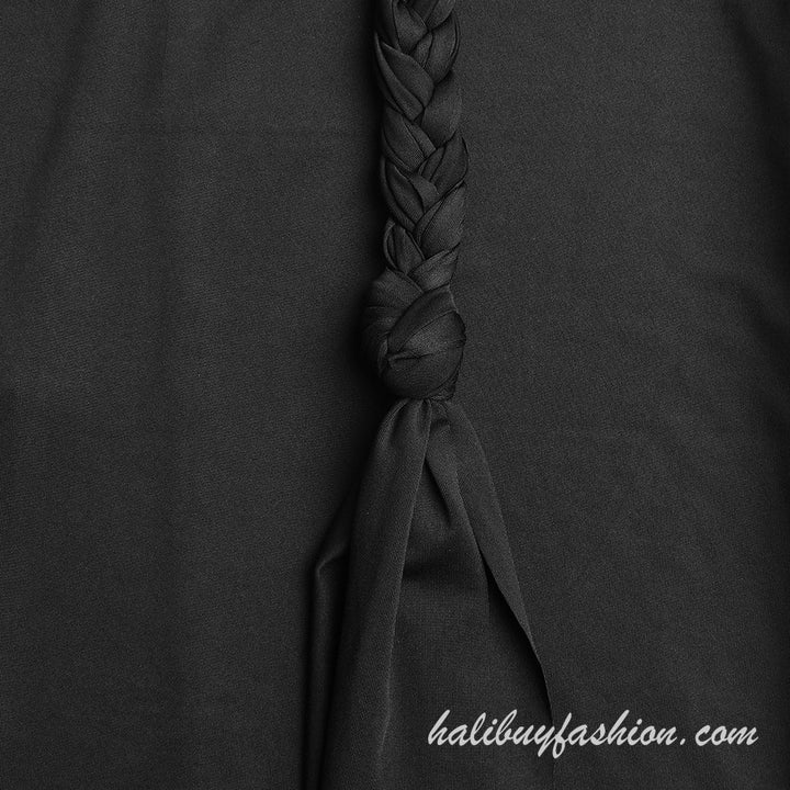 Sleeveless deep v neck solid high slit ruched drawstring maxi dress - Halibuy - 17