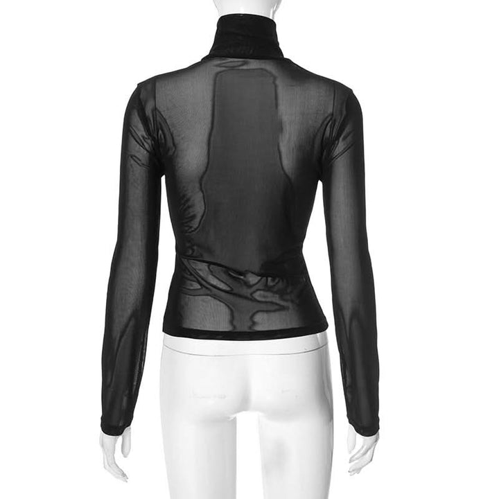 High neck long sleeve mesh top  | Festival Outfits Women