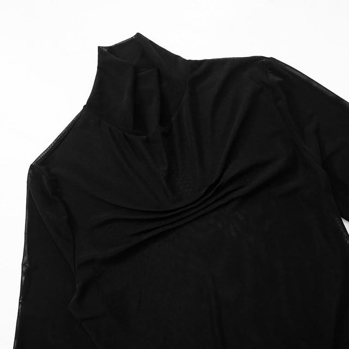 High neck long sleeve mesh top  | Festival Outfits Women