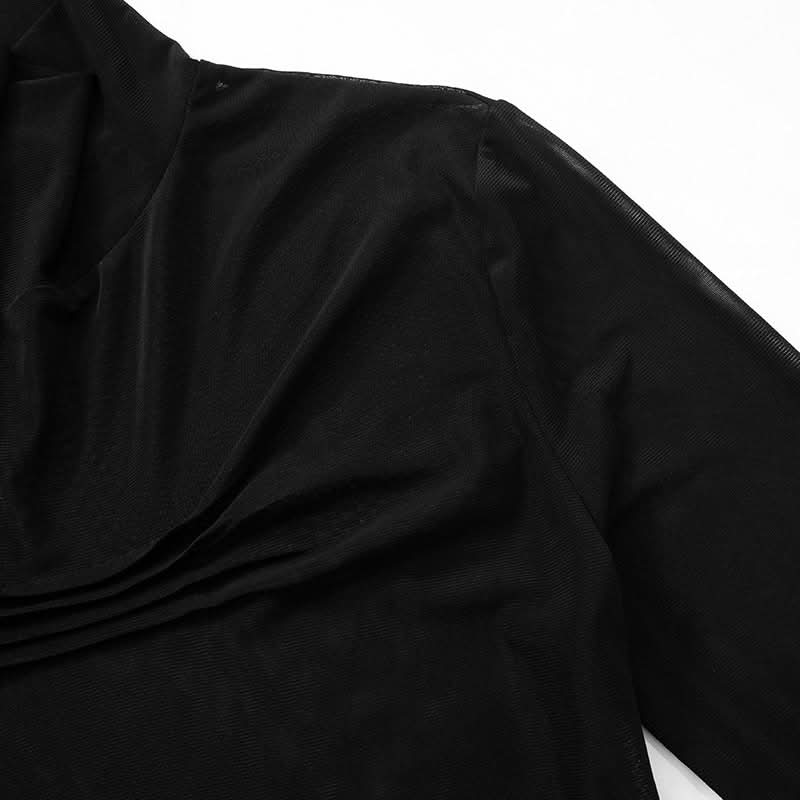 High neck long sleeve mesh top  | Festival Outfits Women