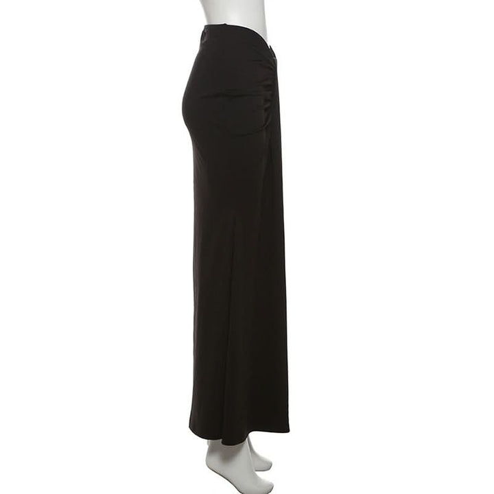 Ruched solid ruffle maxi skirt  | Festival Outfits Women