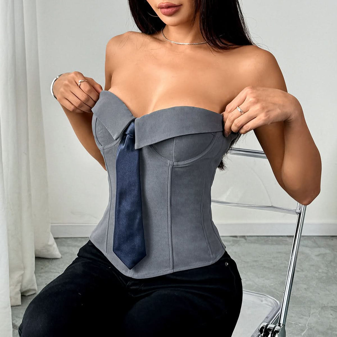 Sweetheart neck button backless tube top  | Festival Outfits Women