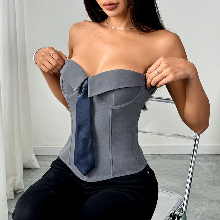 Sweetheart neck button backless tube top  | Festival Outfits Women