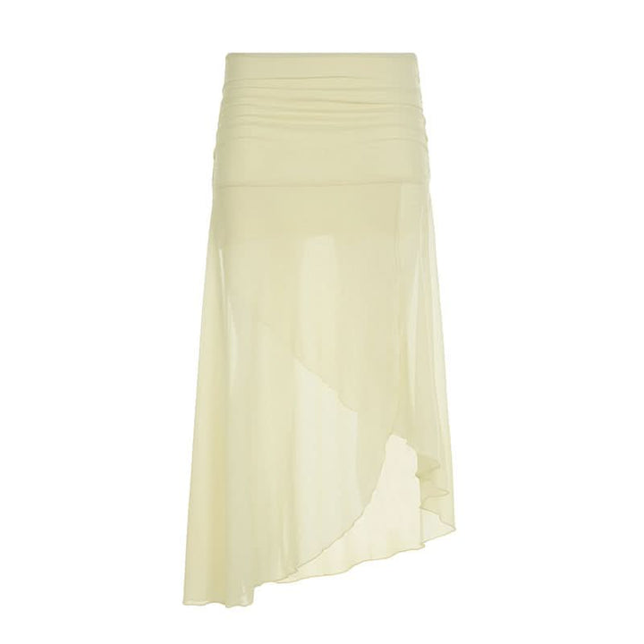 Ruched mesh slit maxi skirt  | Festival Outfits Women