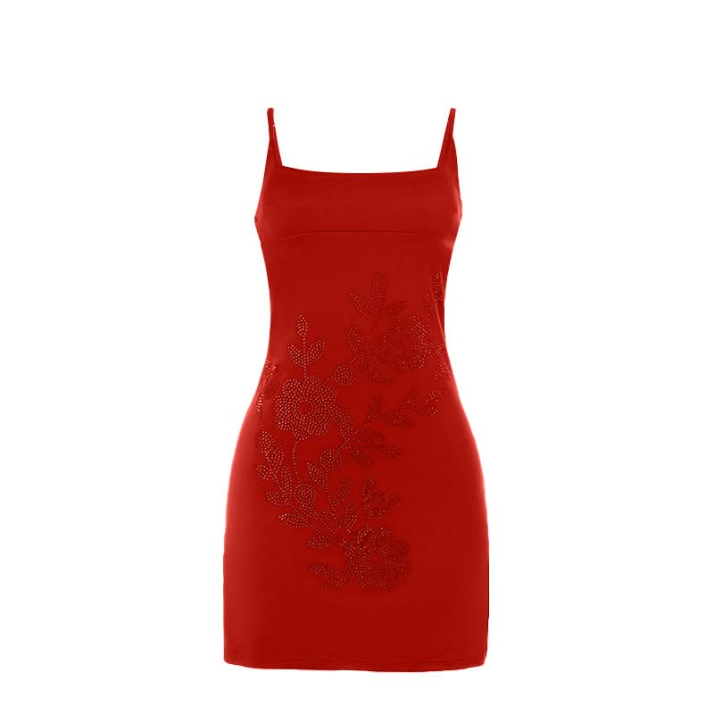 Square neck beaded cami mini dress  | Festival Outfits Women