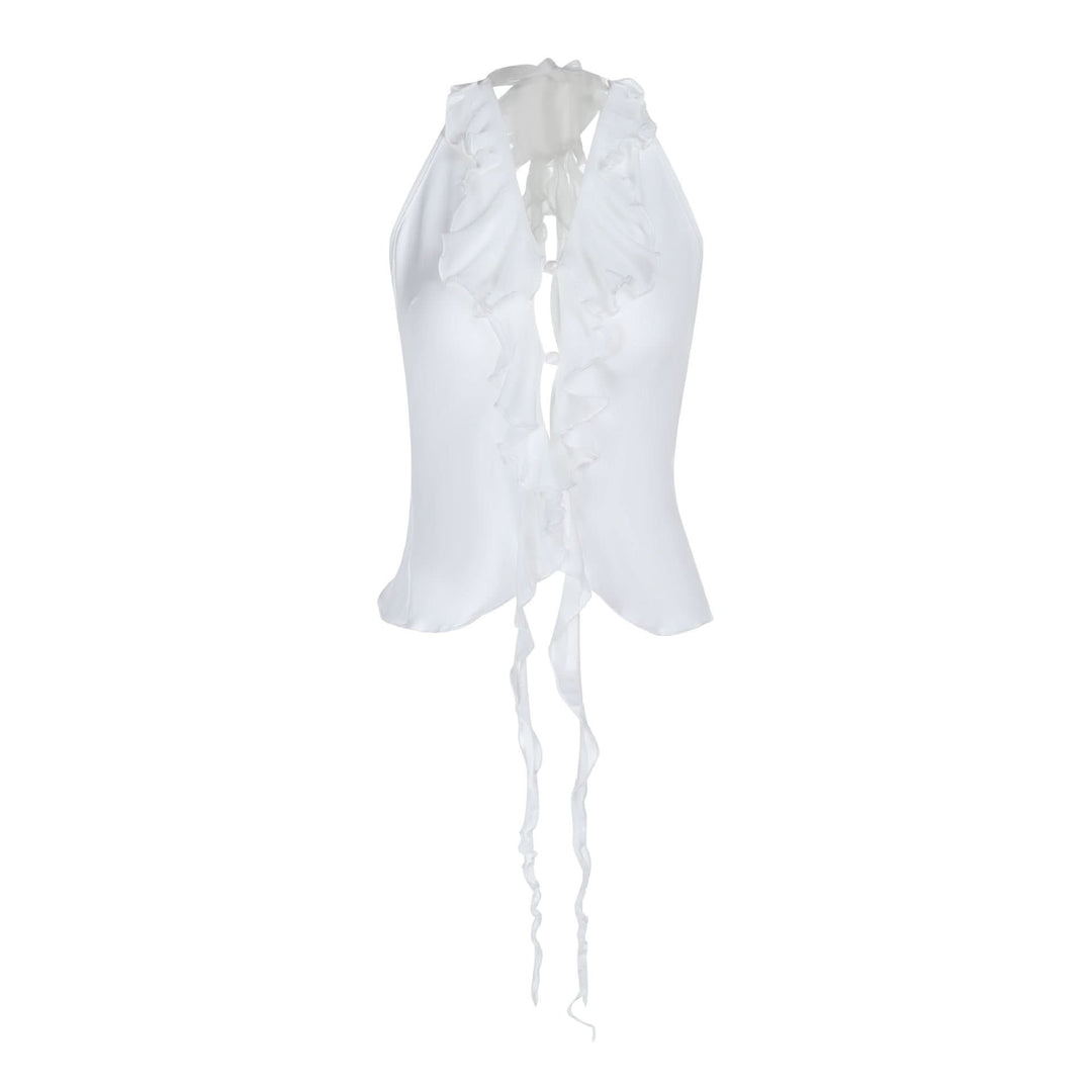 Halter backless ruffle self tie top  | Festival Outfits Women