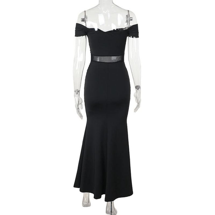 Off shoulder mesh patchwork ruched maxi dress  | Festival Outfits Women