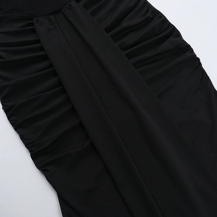 Off shoulder mesh patchwork ruched maxi dress  | Festival Outfits Women