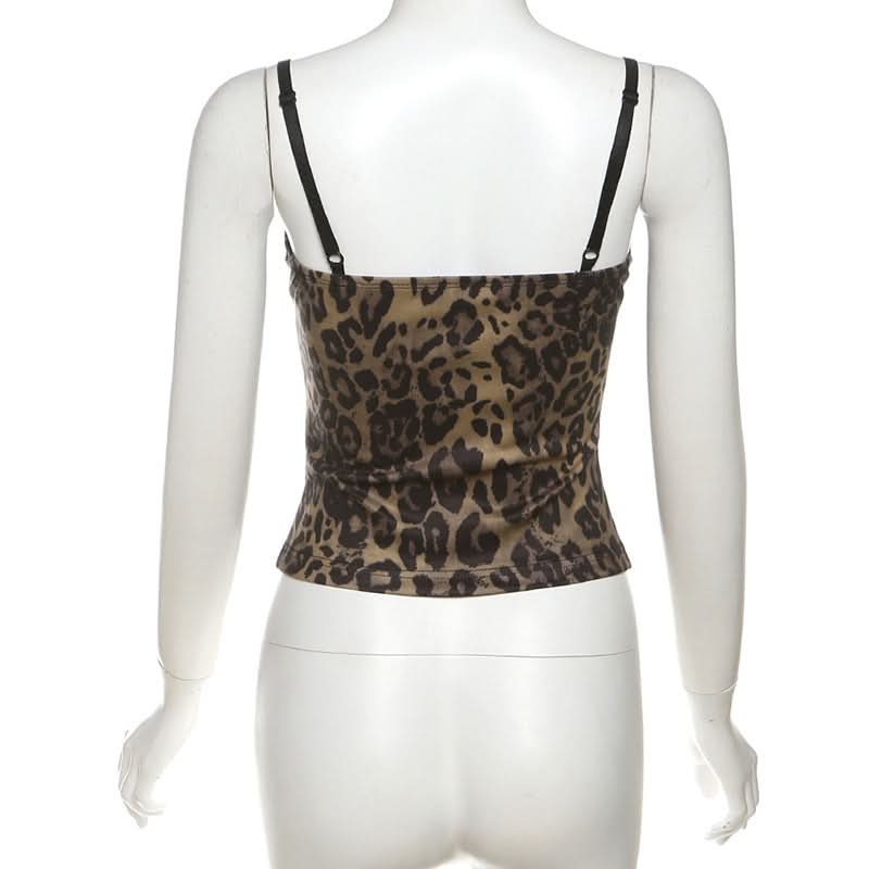 Leopard print lace up cami top  | Festival Outfits Women  | Cheetah Print Top