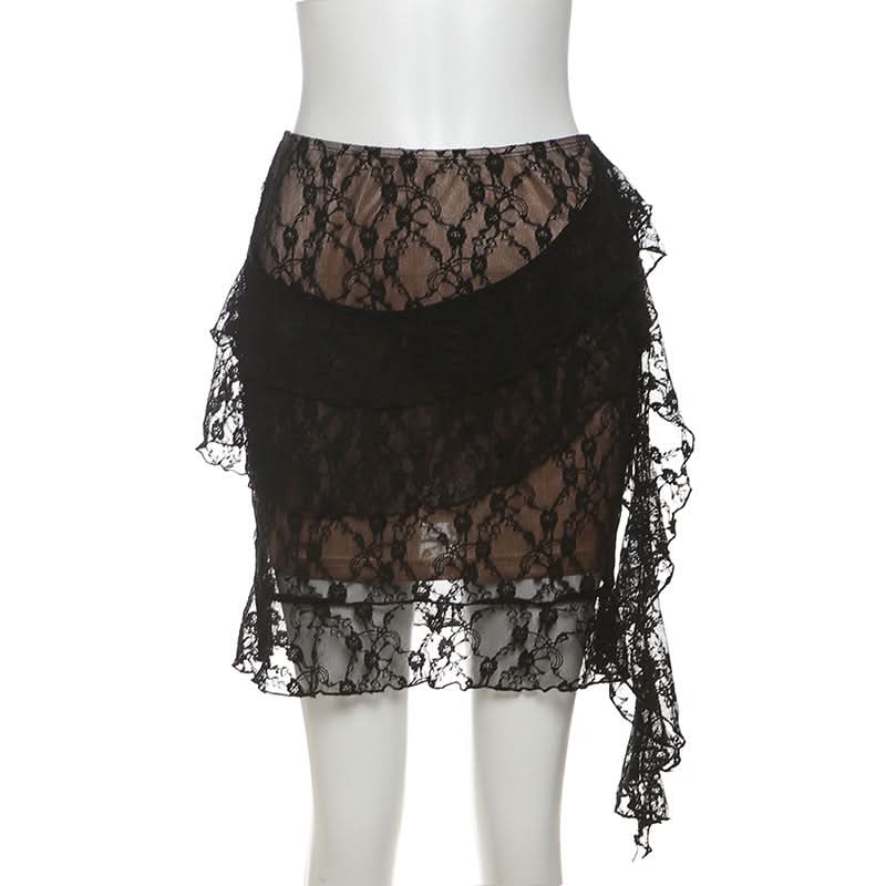 A line ruched ruffle mini skirt  | Festival Outfits Women