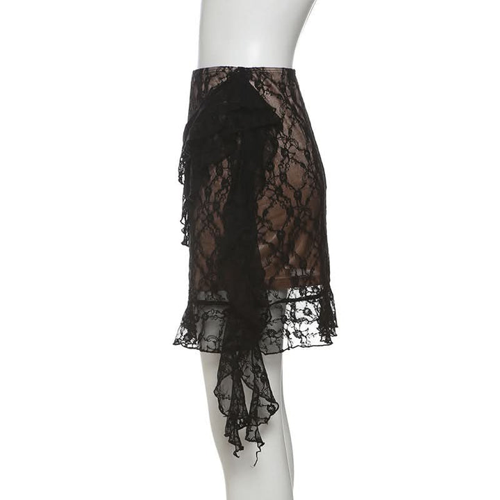 A line ruched ruffle mini skirt  | Festival Outfits Women