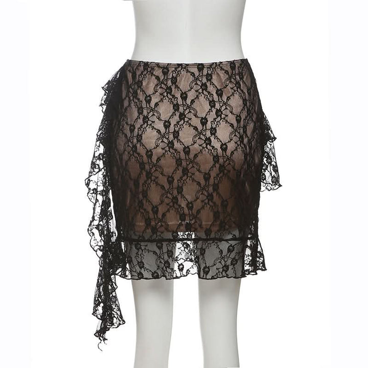 A line ruched ruffle mini skirt  | Festival Outfits Women