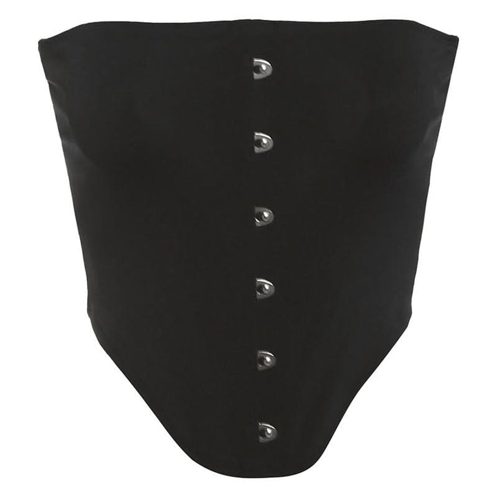 Backless solid button tube top  | Festival Outfits Women