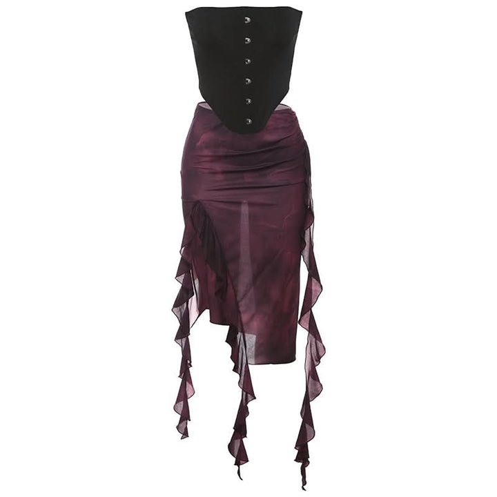 Backless solid button tube top  | Festival Outfits Women