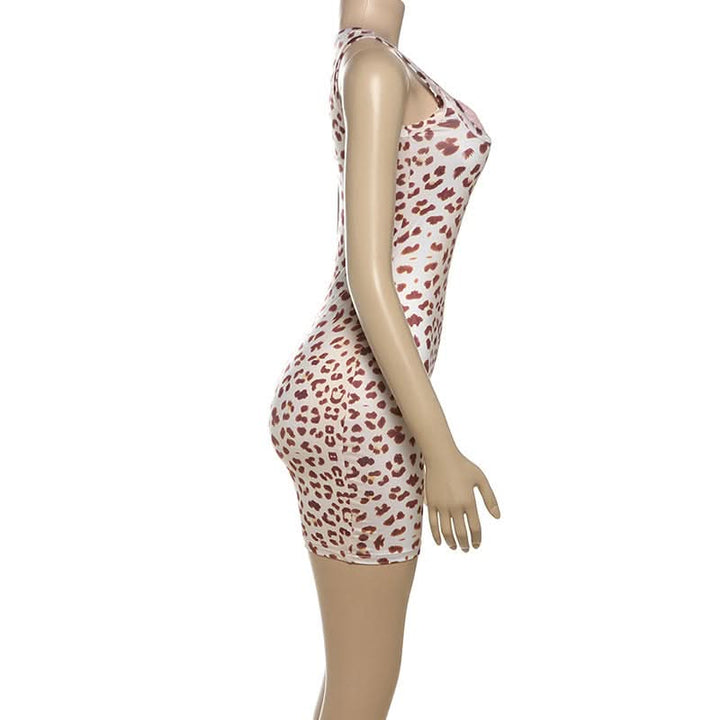 Leopard print lace hem mini dress  | Festival Outfits Women  | Leopard Print Mini Dress