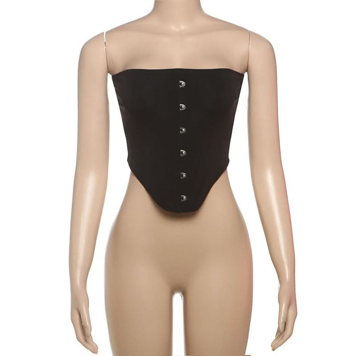 Backless solid button tube top  | Festival Outfits Women