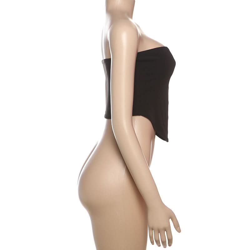 Backless solid button tube top  | Festival Outfits Women