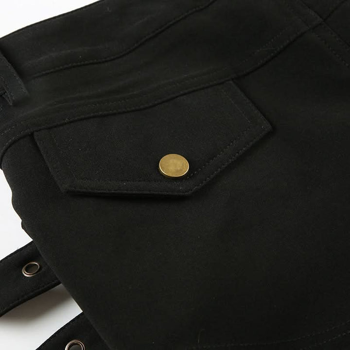 Button buckle solid low rise short pant  | Festival Outfits Women