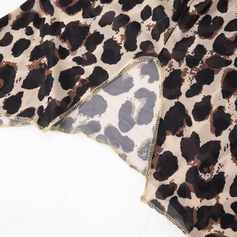 Leopard print v neck self tie long flared sleeve top  | Festival Outfits Women  | Cheetah Print Top-final-sale