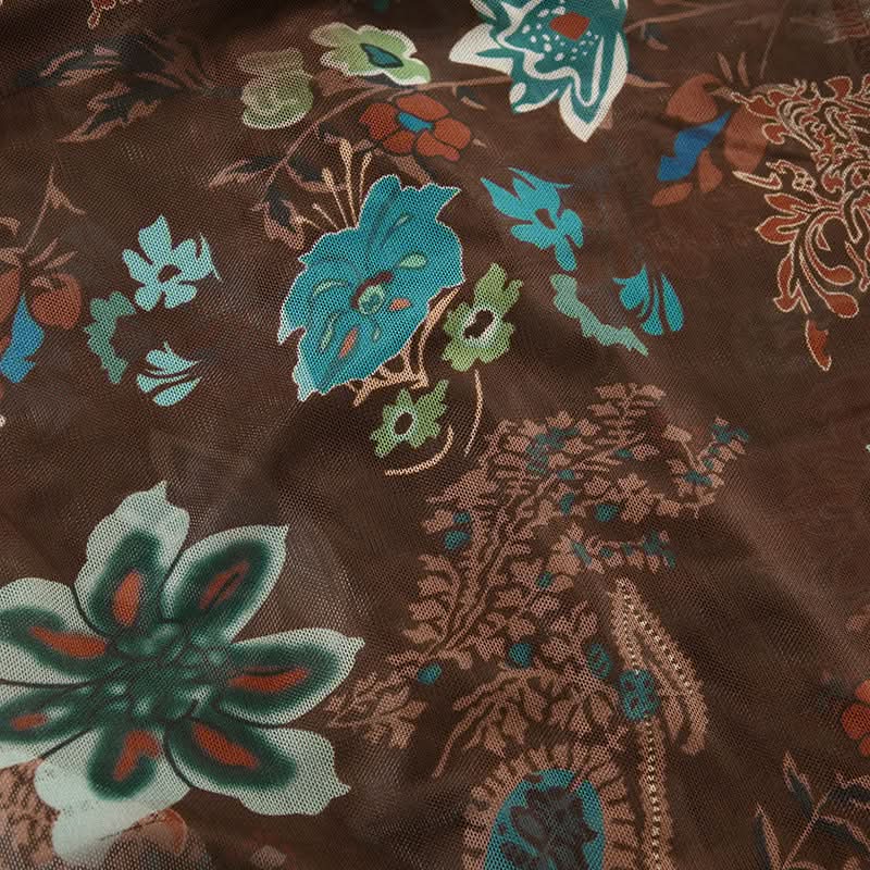 Ruffle v neck flower print mesh cami top  | Festival Outfits Women-final-sale