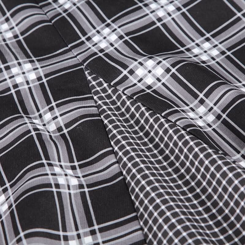 Plaid patchwork contrast zip-up maxi skirt  | Festival Outfits Women