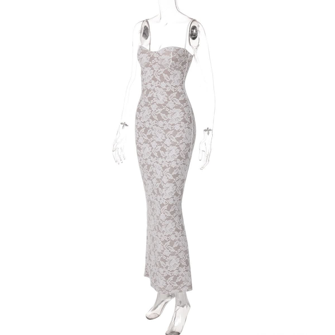 Sweetheart neck lace slit cami maxi dress  | Festival Outfits Women