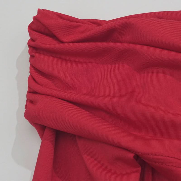 Off shoulder long sleeve hollow out ruched cut out mini dress  | Festival Outfits Women