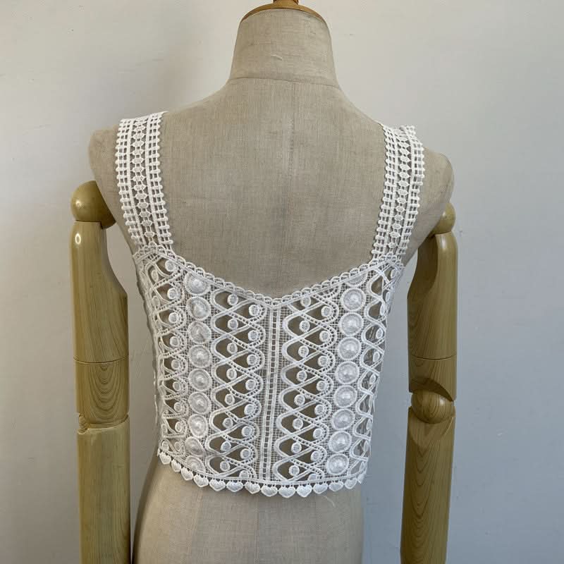 Embroidery hollow out cami cut out top  | Festival Outfits Women