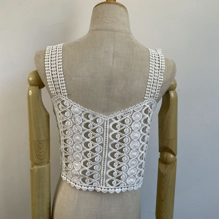 Embroidery hollow out cami cut out top  | Festival Outfits Women