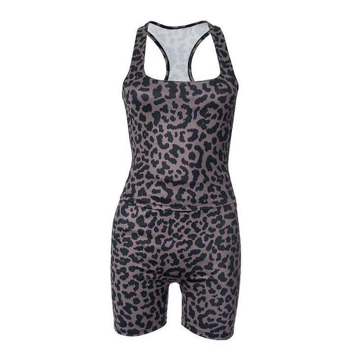 Square neck leopard print tank short pant set  | Festival Outfits Women