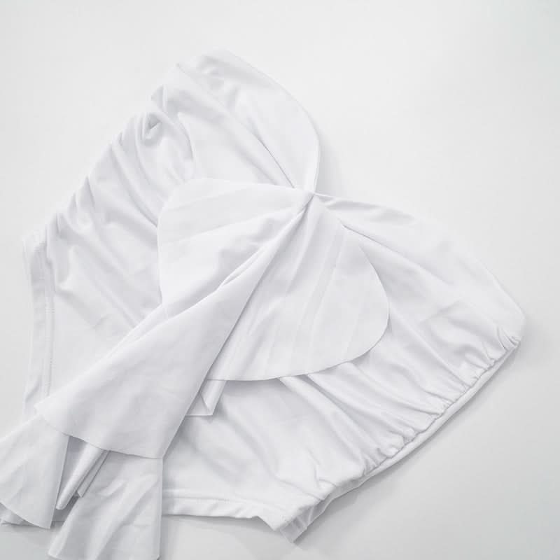 Ruffle ruched solid tube top  | Festival Outfits Women