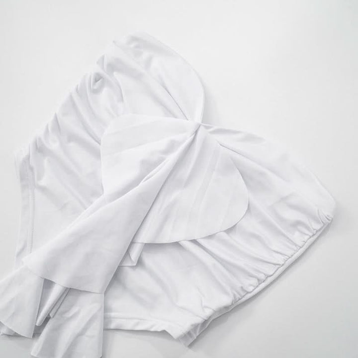 Ruffle ruched solid tube top  | Festival Outfits Women