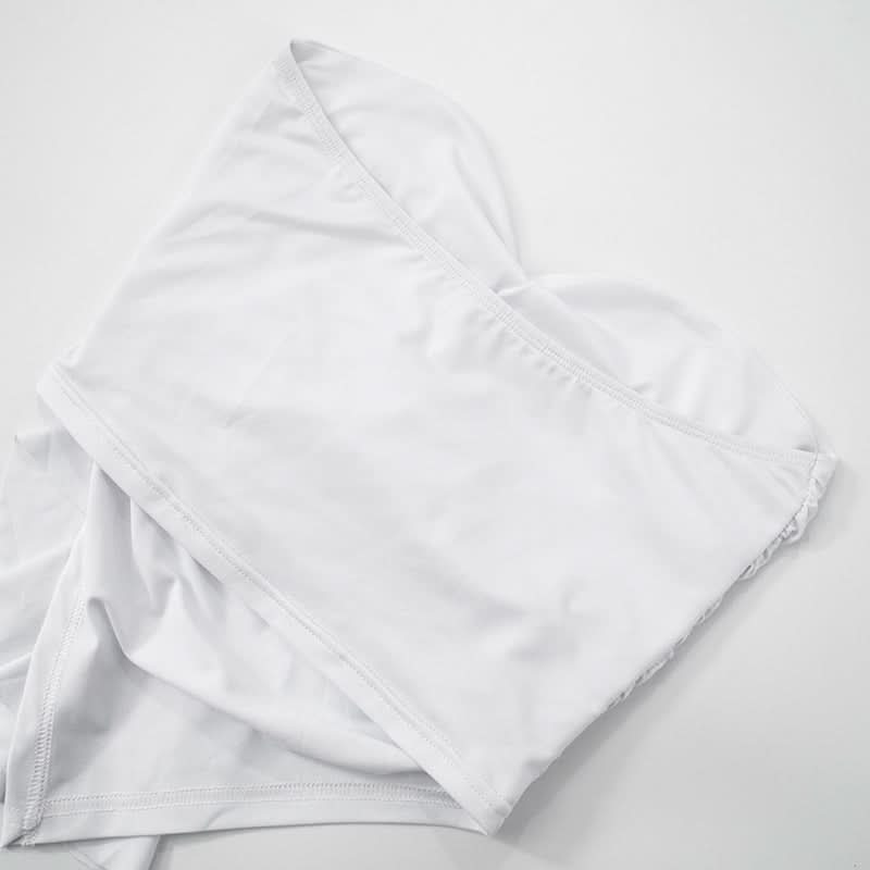 Ruffle ruched solid tube top  | Festival Outfits Women