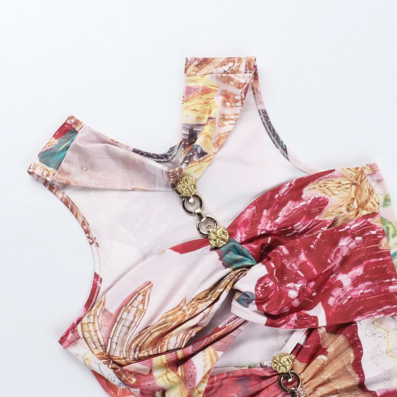 Hollow out o ring contrast cut out mini dress  | Festival Outfits Women