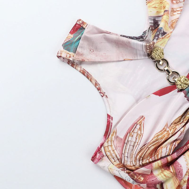 Hollow out o ring contrast cut out mini dress  | Festival Outfits Women