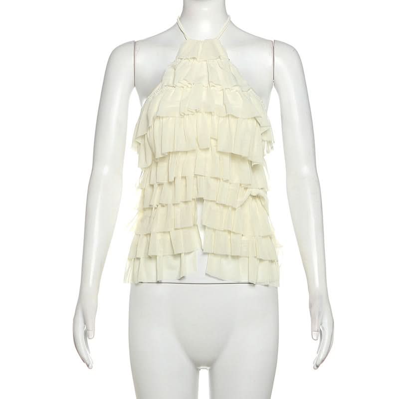 Halter ruffle self tie backless top  | Festival Outfits Women