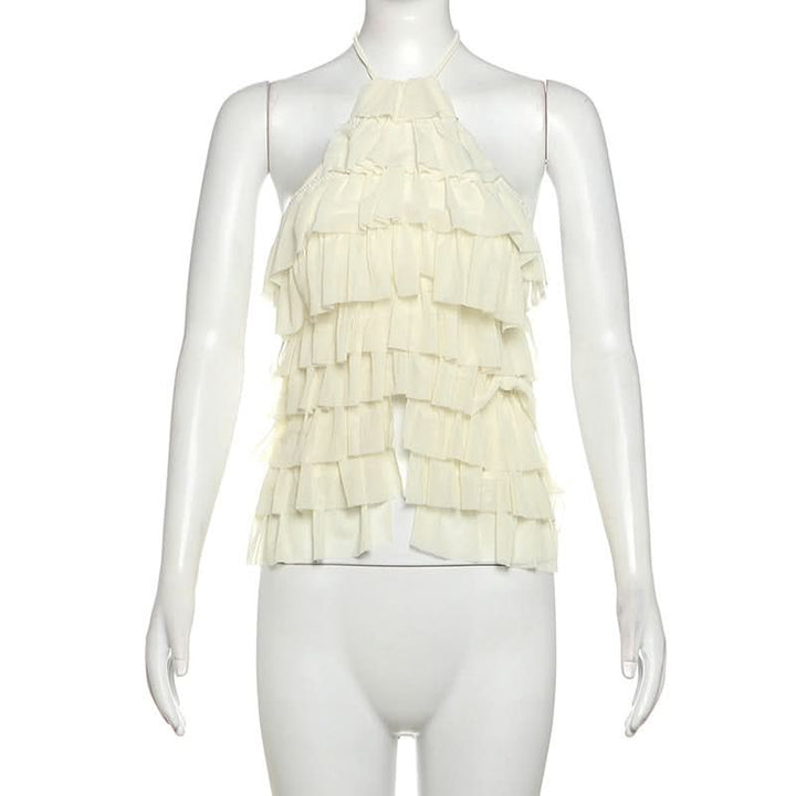 Halter ruffle self tie backless top  | Festival Outfits Women